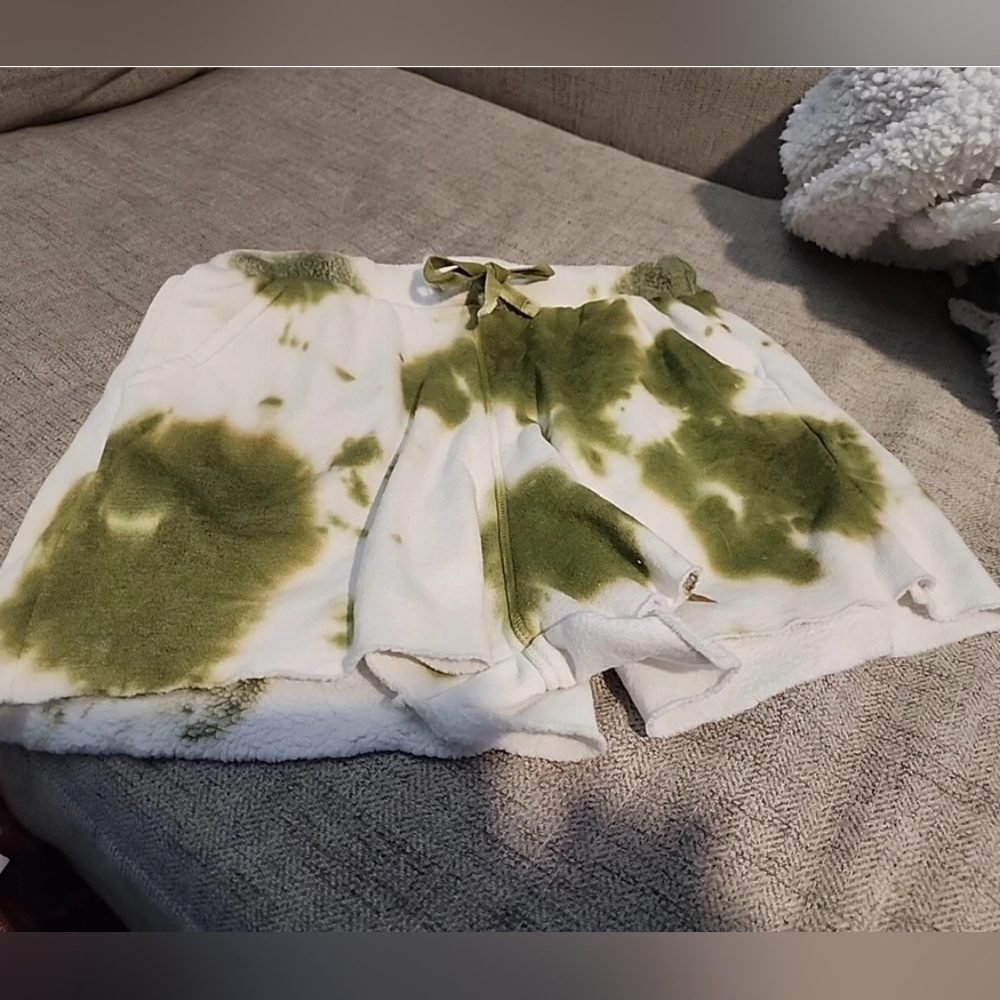 Intimately Free People Tie Dye Shorts Womens Small Green White Fleece Sweats